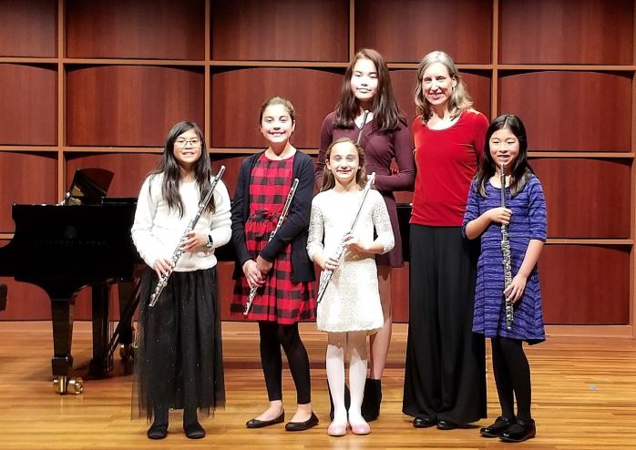 Melissa with Students after their first flute recital