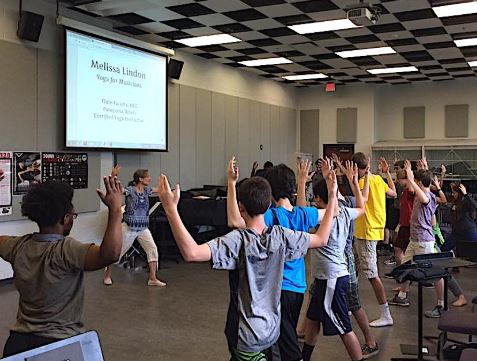 Melissa leads Yoga for musicians workshop at camp